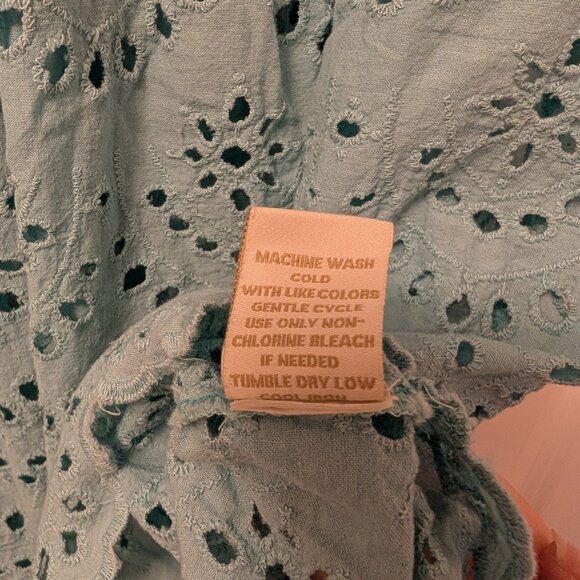 Women's Teal Eyelet Cynthia Rowley Blouse Large - Picture 4 of 8